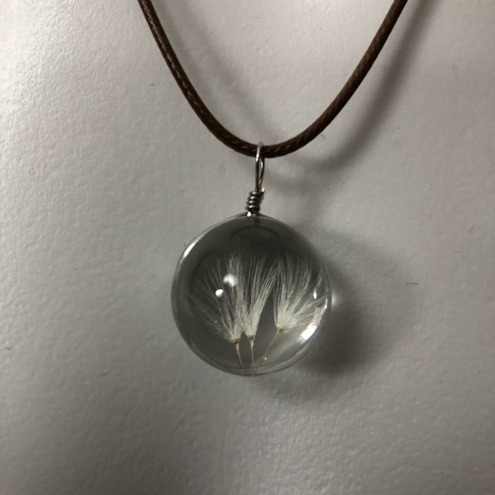 Dandelion glass ball necklace. - Picture 3 of 5